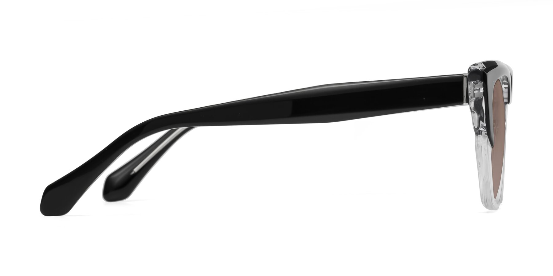 Side of Eagle in Black-Clear with Medium Brown Tinted Lenses