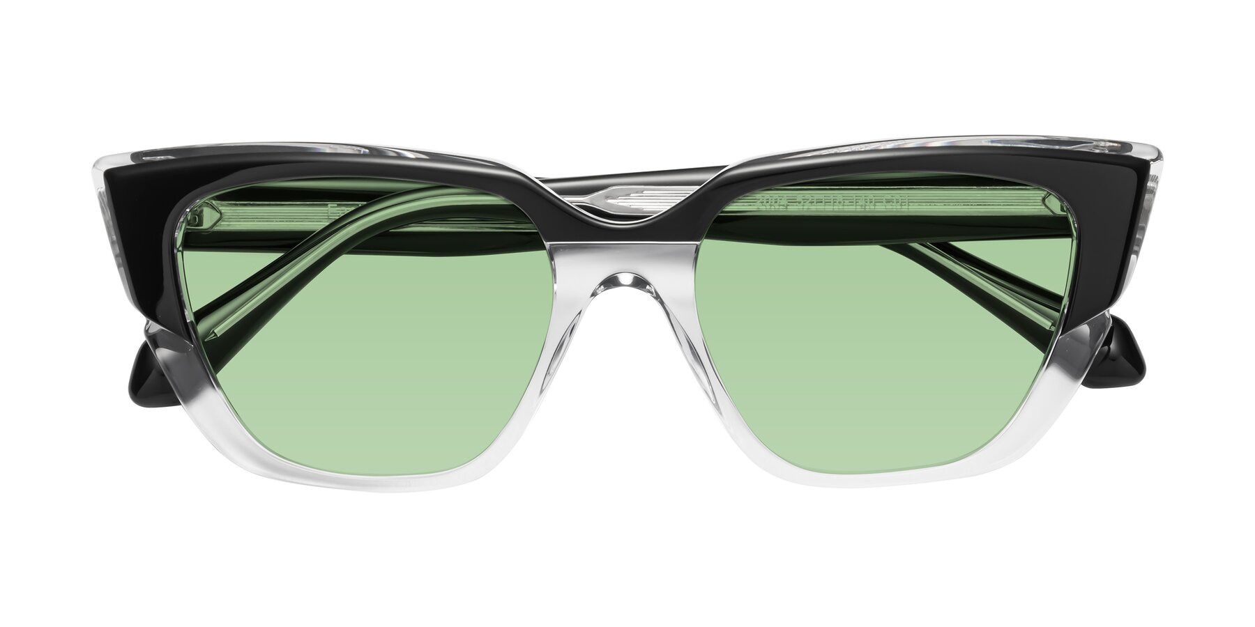 Folded Front of Eagle in Black-Clear with Medium Green Tinted Lenses