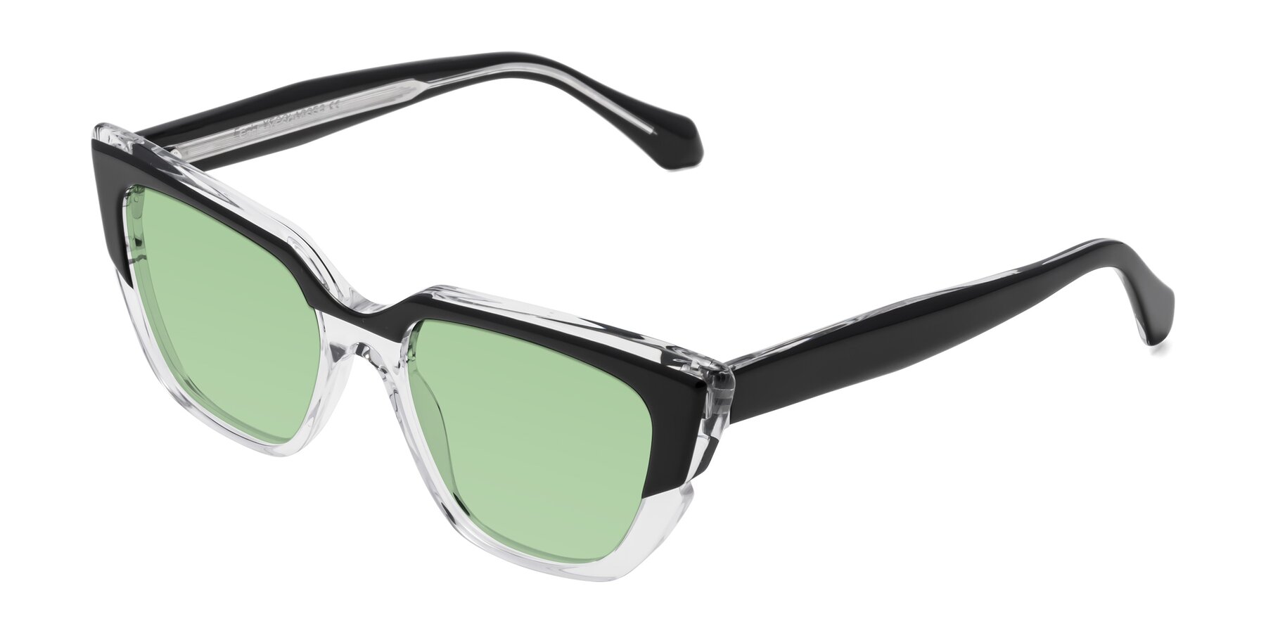 Angle of Eagle in Black-Clear with Medium Green Tinted Lenses