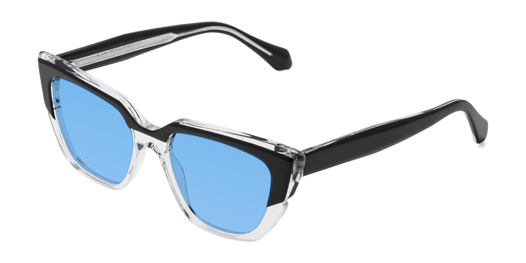 Angle of Eagle in Black-Clear with Medium Blue Tinted Lenses