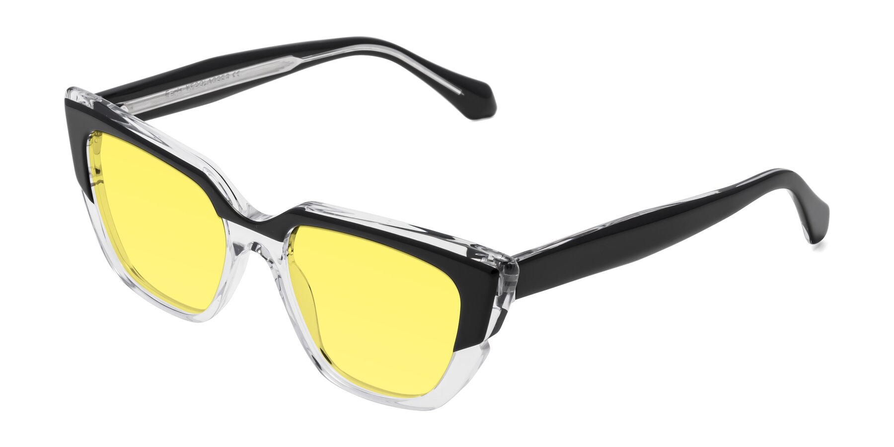 Angle of Eagle in Black-Clear with Medium Yellow Tinted Lenses