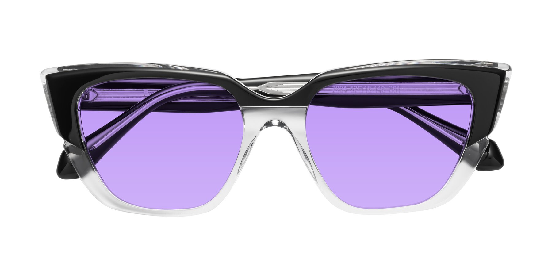 Folded Front of Eagle in Black-Clear with Medium Purple Tinted Lenses