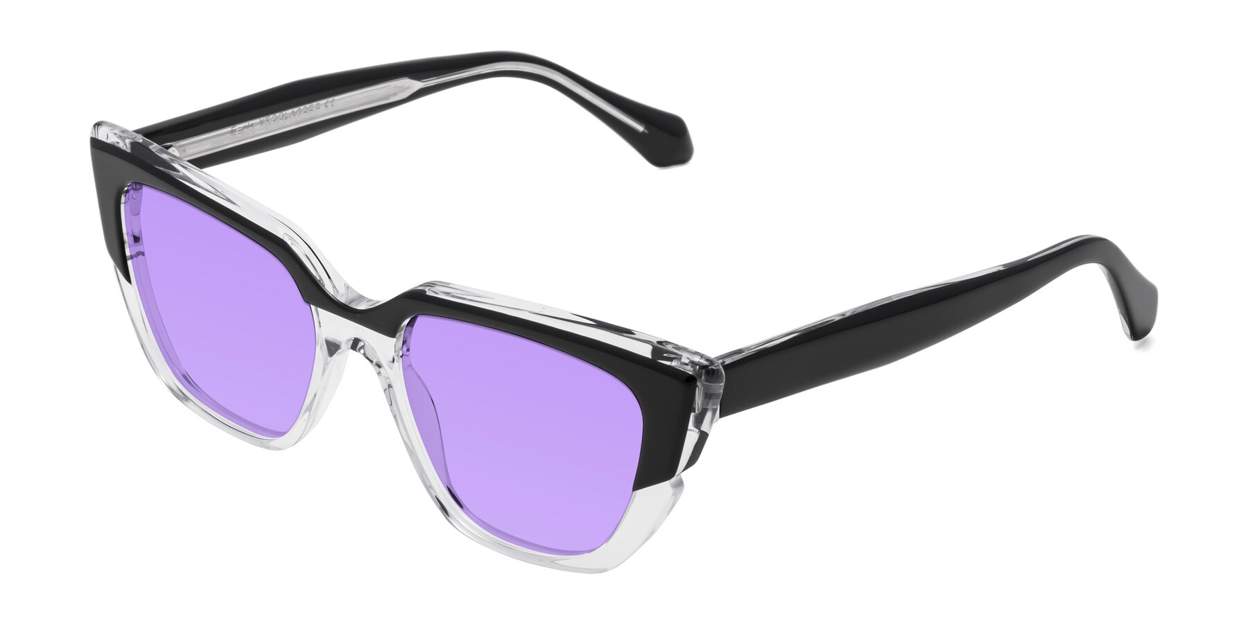 Angle of Eagle in Black-Clear with Medium Purple Tinted Lenses