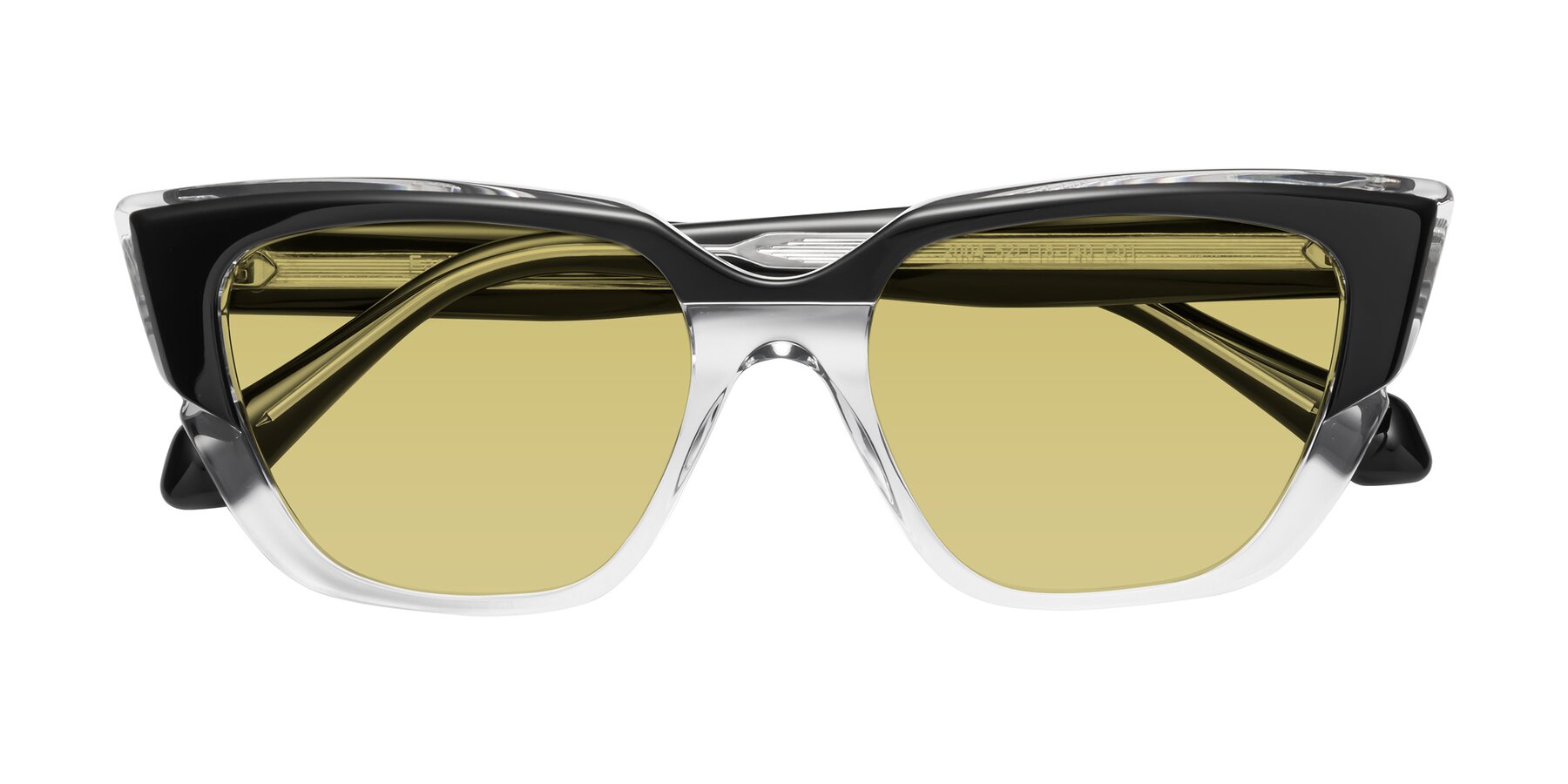 Folded Front of Eagle in Black-Clear with Medium Champagne Tinted Lenses