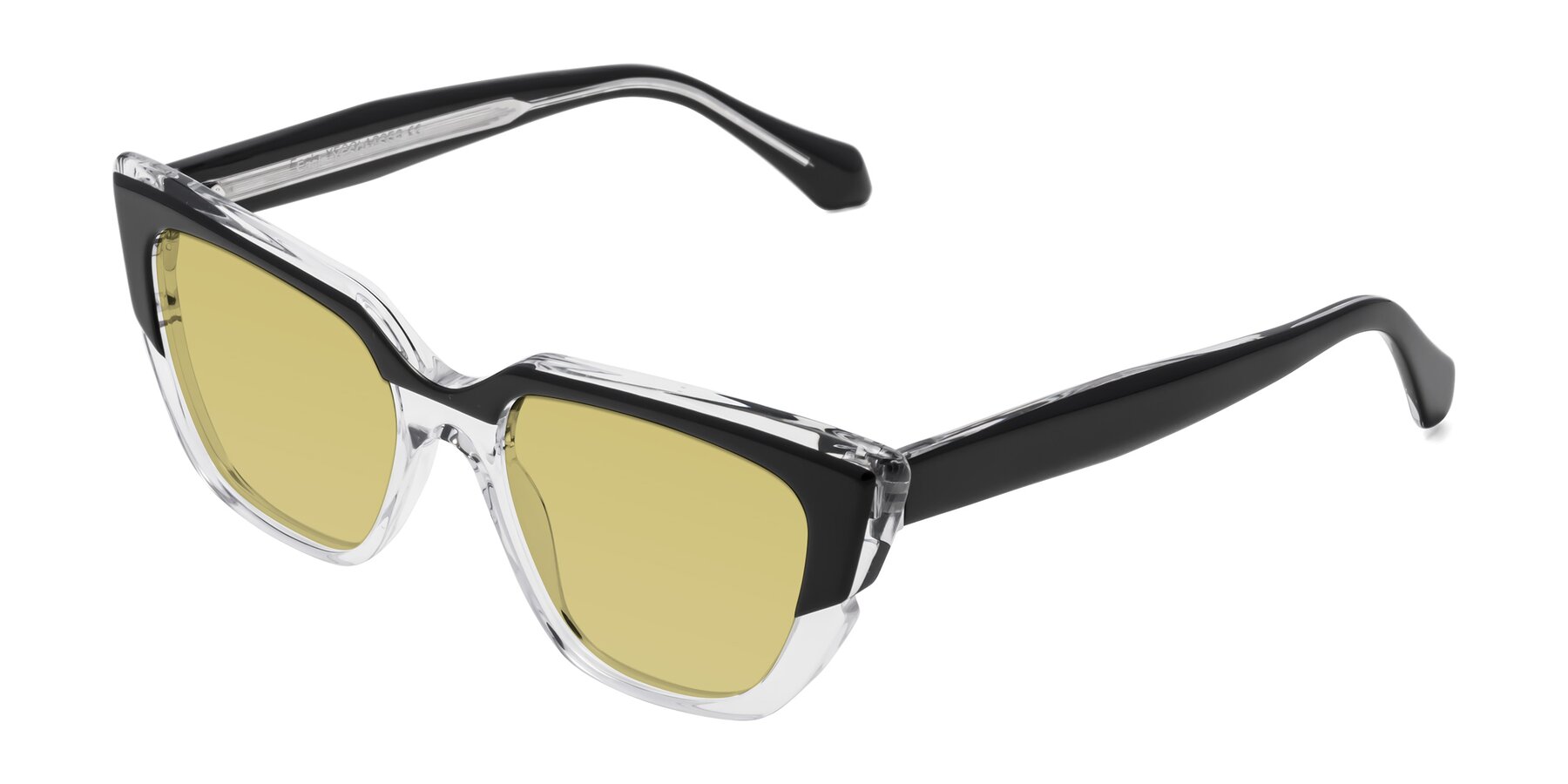 Angle of Eagle in Black-Clear with Medium Champagne Tinted Lenses