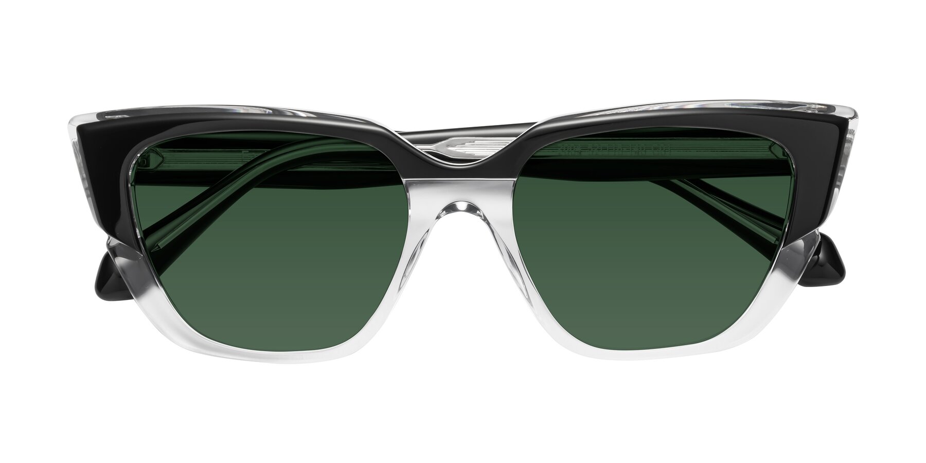Folded Front of Eagle in Black-Clear with Green Tinted Lenses