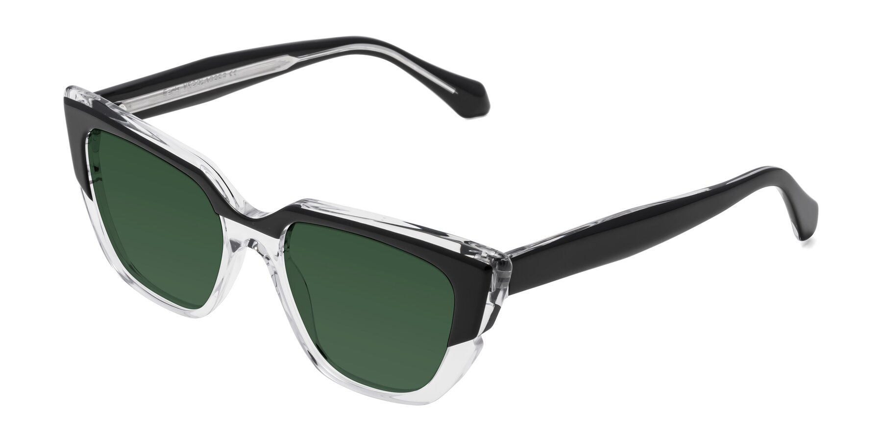 Angle of Eagle in Black-Clear with Green Tinted Lenses