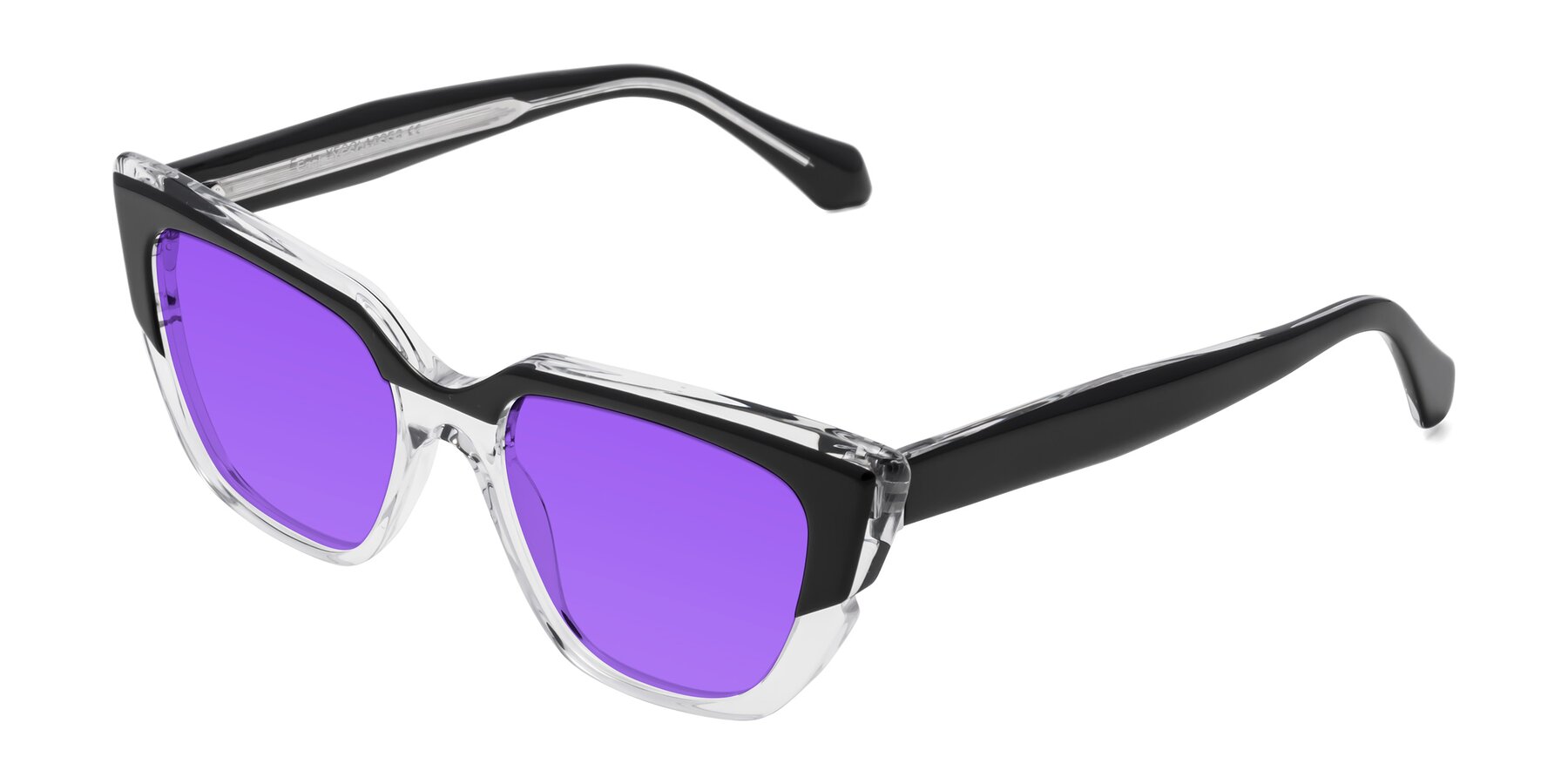 Angle of Eagle in Black-Clear with Purple Tinted Lenses