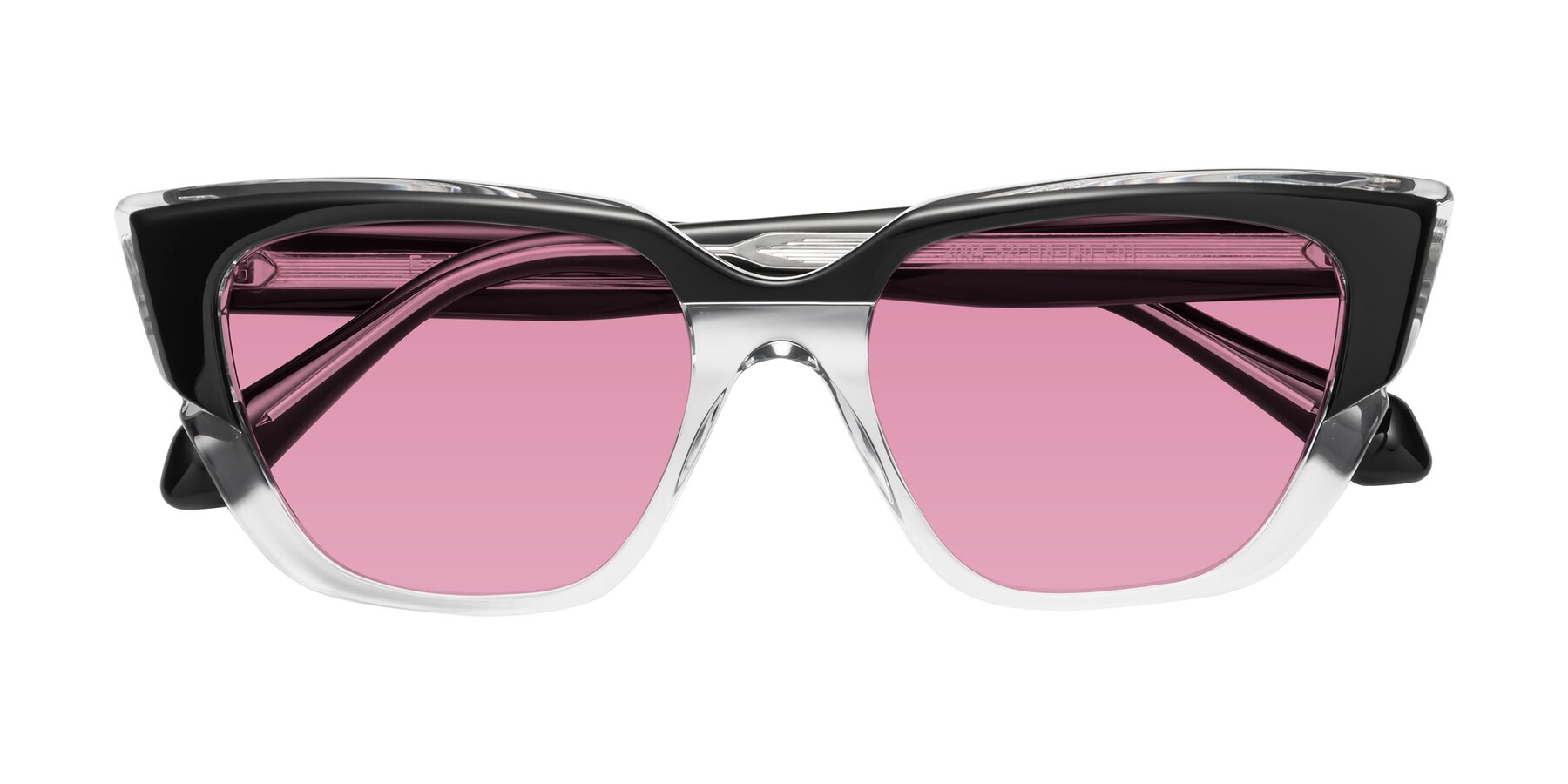 Folded Front of Eagle in Black-Clear with Medium Wine Tinted Lenses