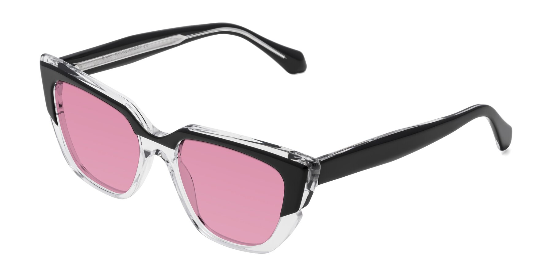 Angle of Eagle in Black-Clear with Medium Wine Tinted Lenses