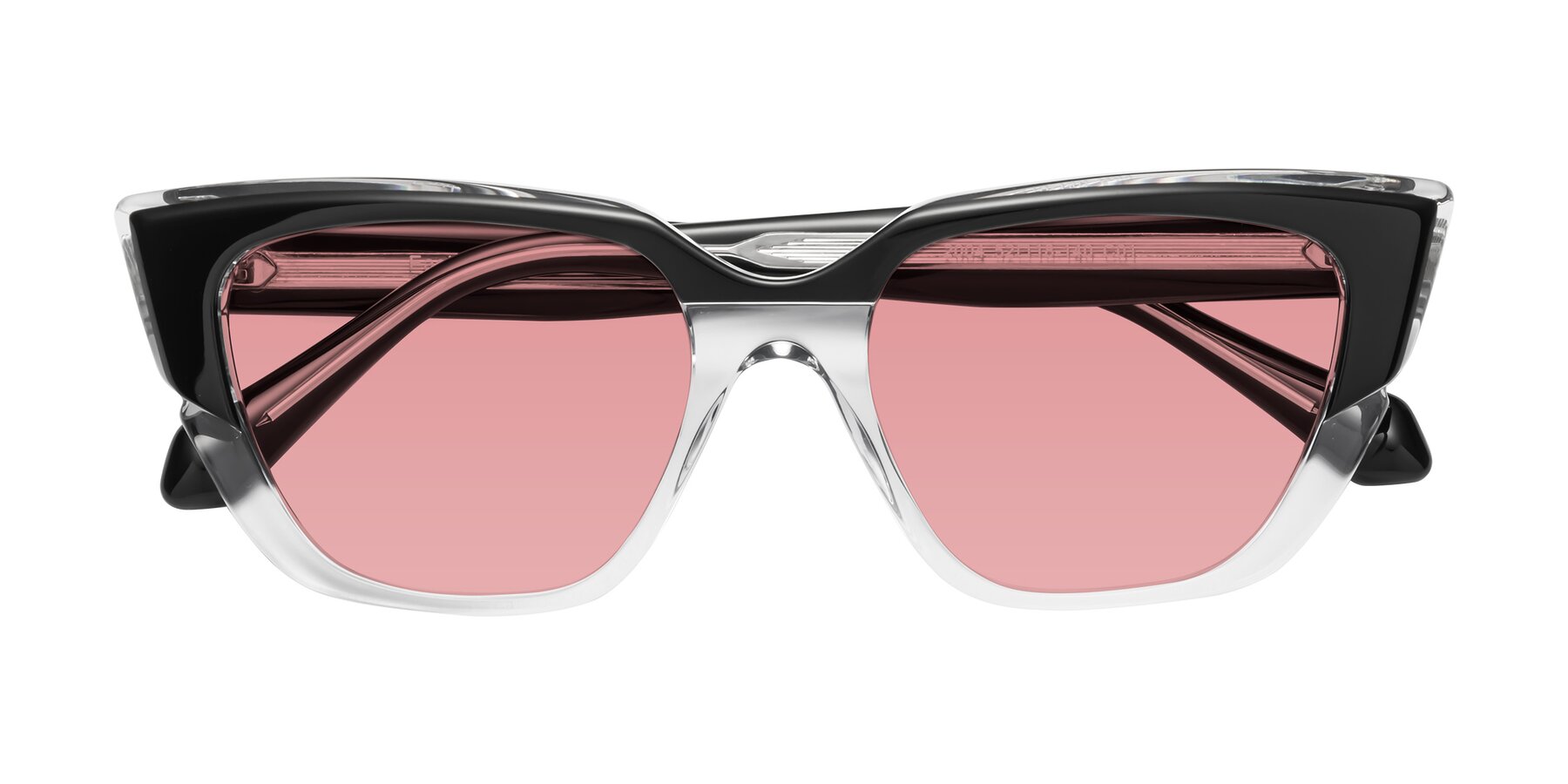 Folded Front of Eagle in Black-Clear with Medium Garnet Tinted Lenses