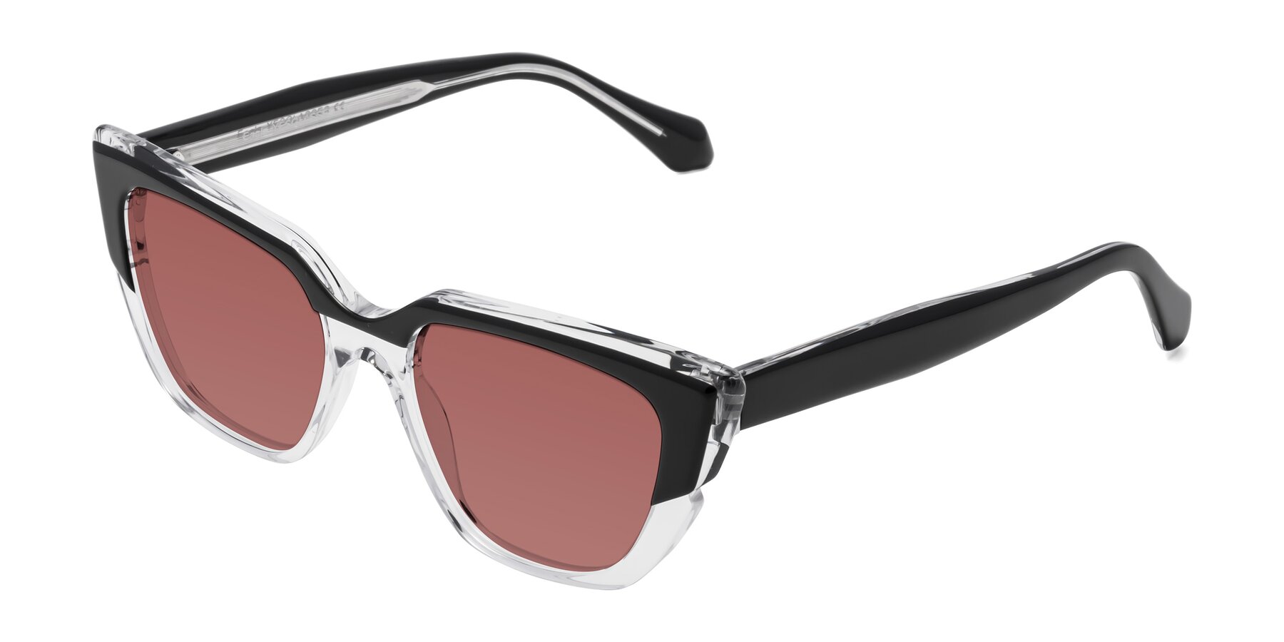 Angle of Eagle in Black-Clear with Garnet Tinted Lenses