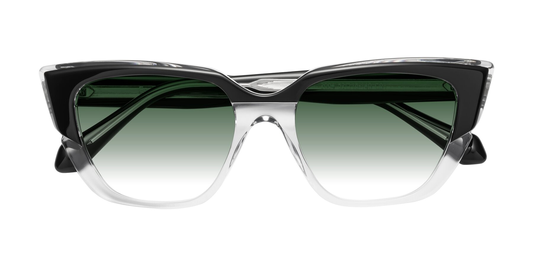 Folded Front of Eagle in Black-Clear with Green Gradient Lenses
