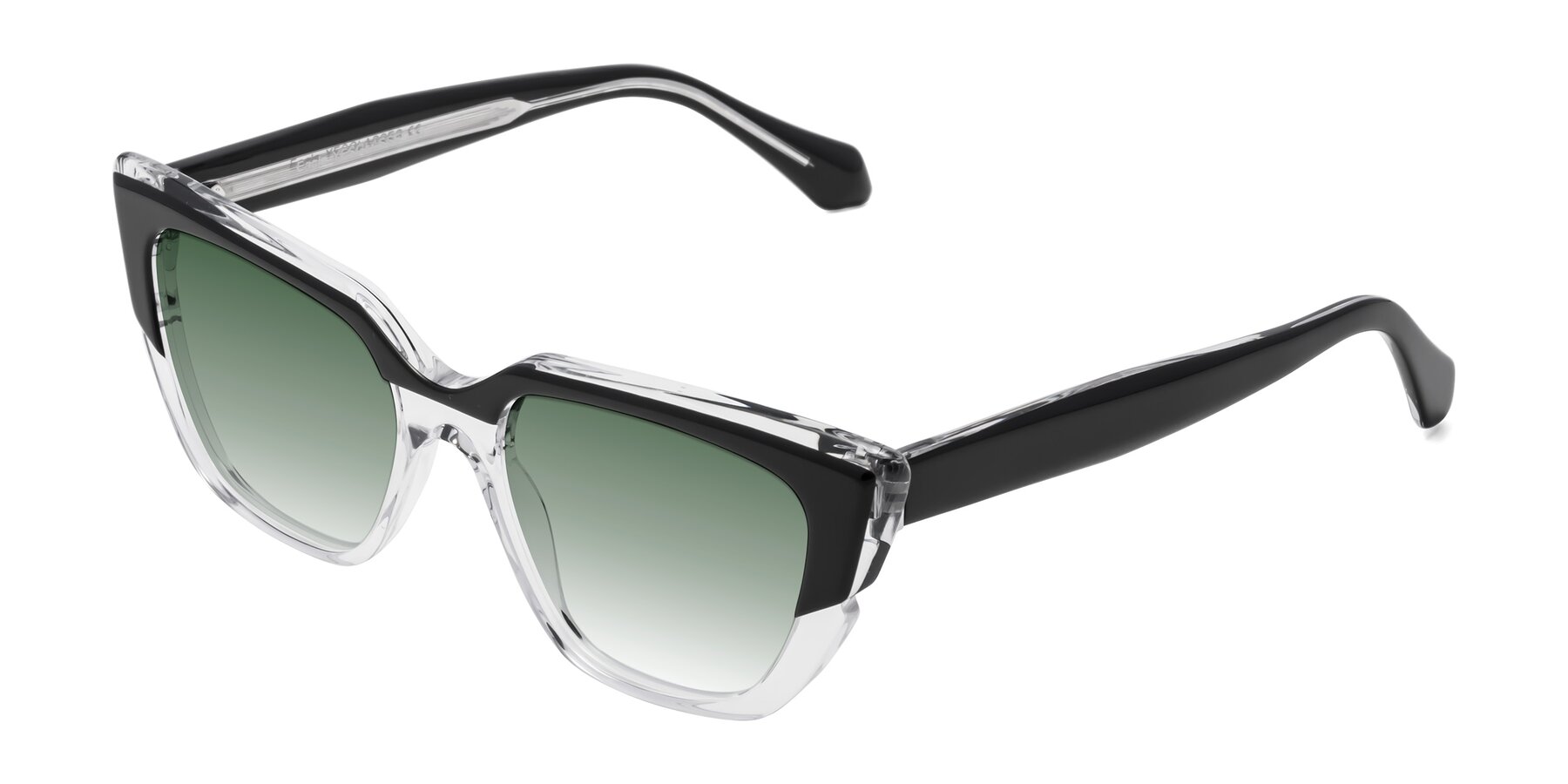 Angle of Eagle in Black-Clear with Green Gradient Lenses