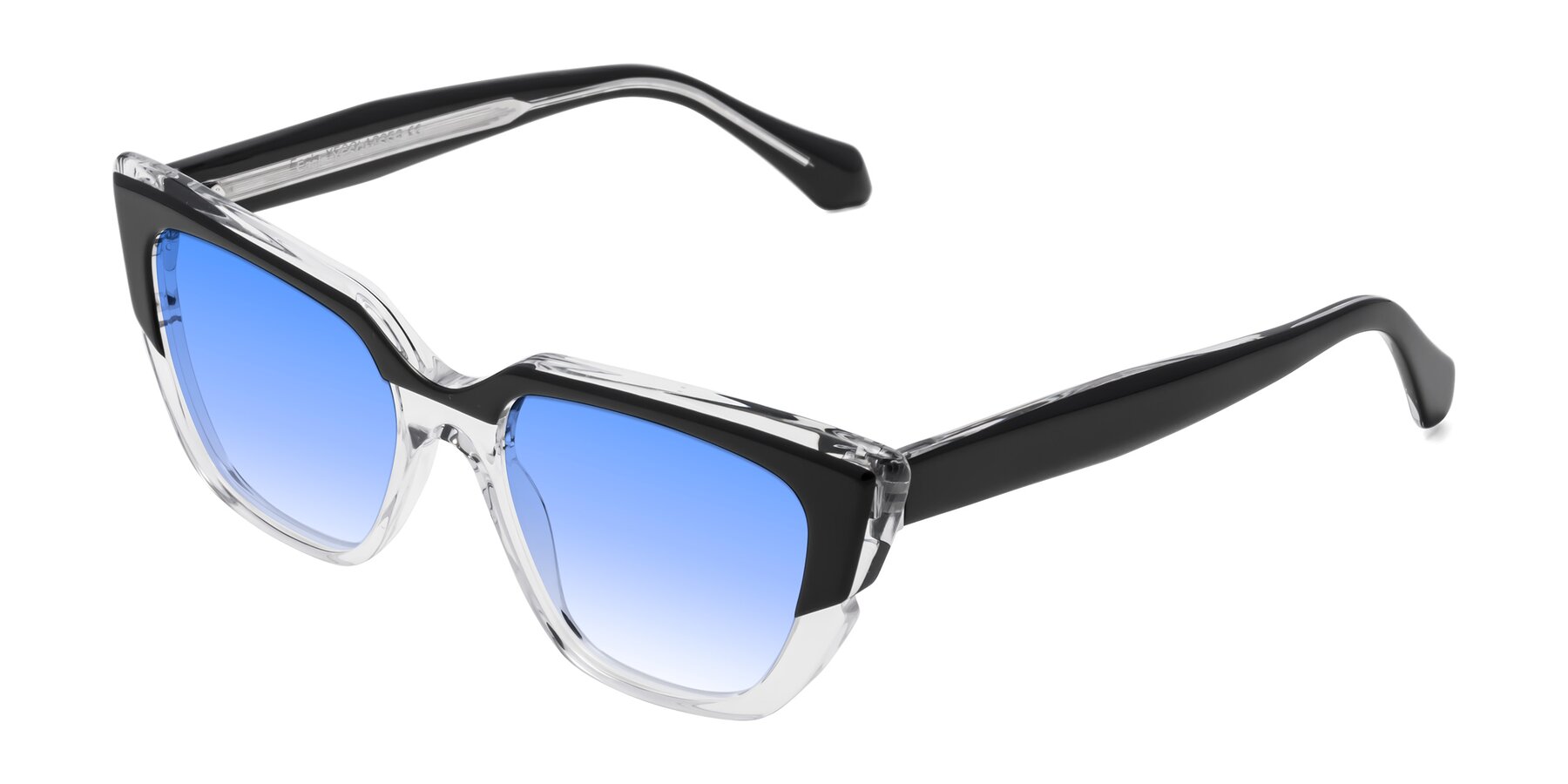 Angle of Eagle in Black-Clear with Blue Gradient Lenses