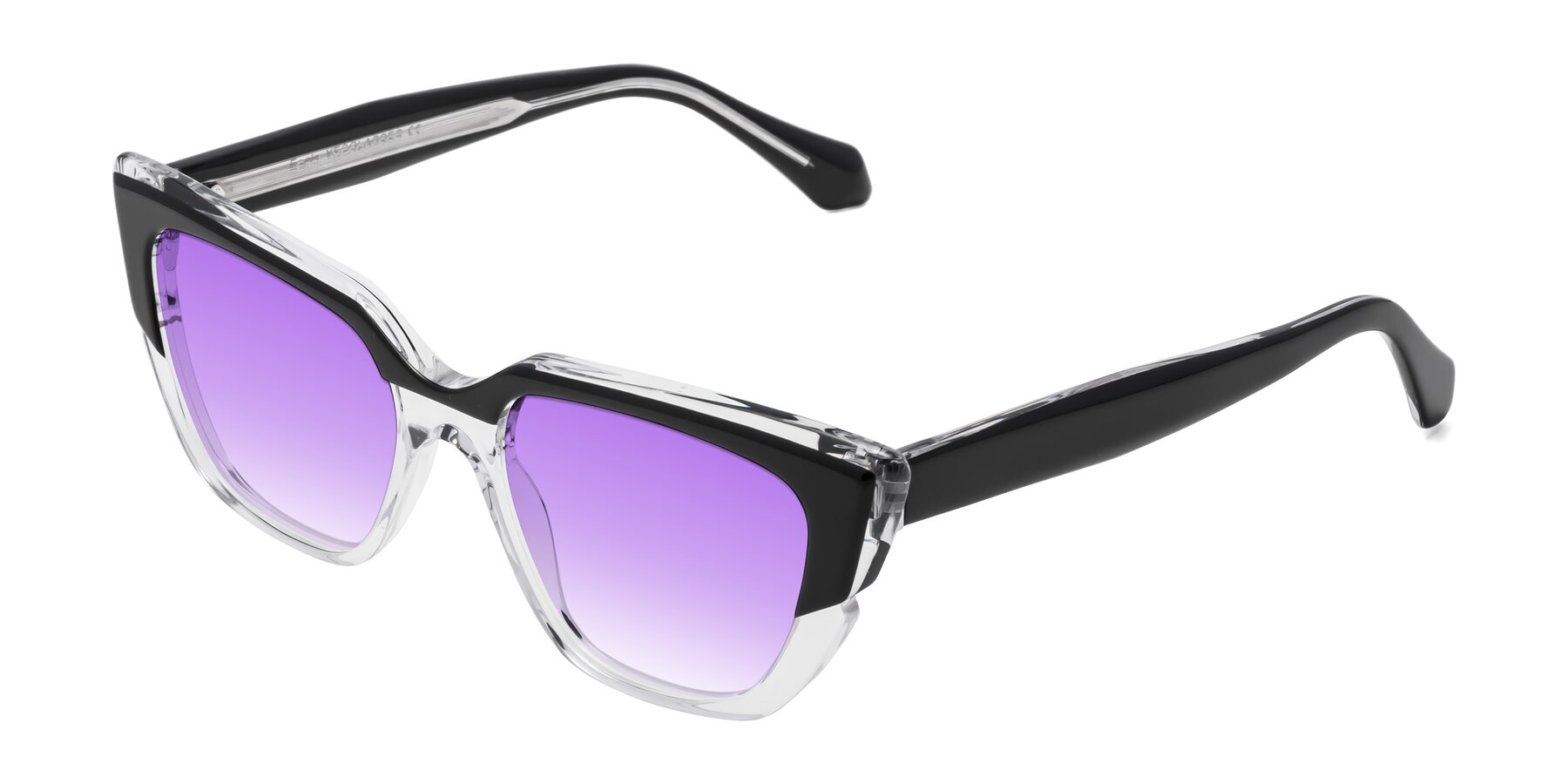 Angle of Eagle in Black-Clear with Purple Gradient Lenses