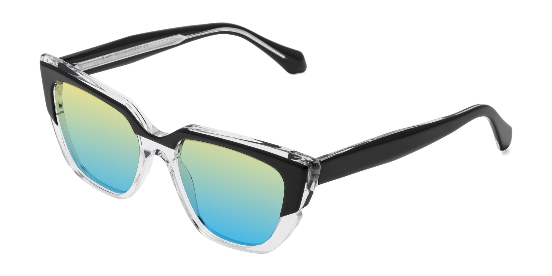 Angle of Eagle in Black-Clear with Yellow / Blue Gradient Lenses