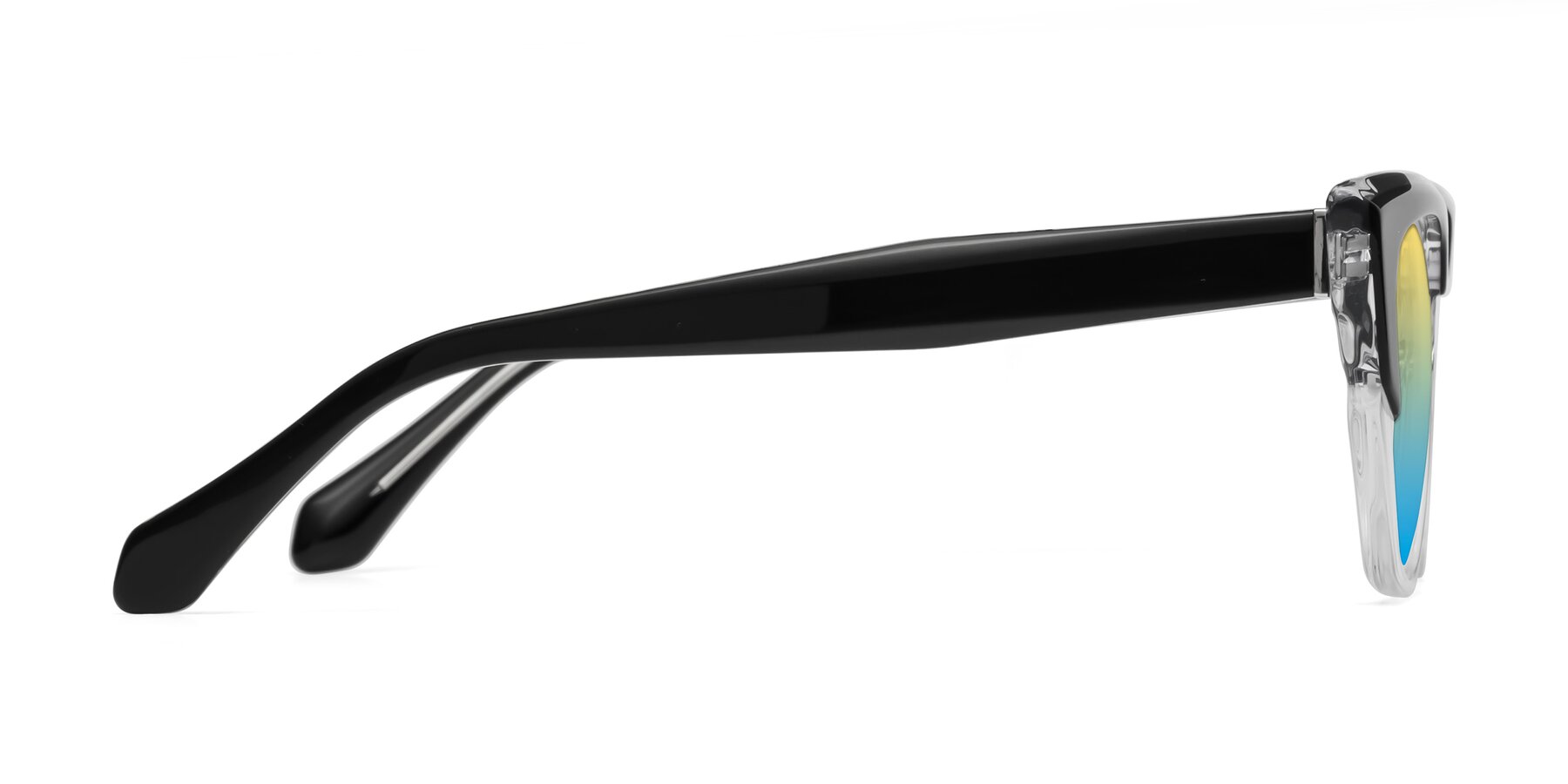 Side of Eagle in Black-Clear with Yellow / Blue Gradient Lenses