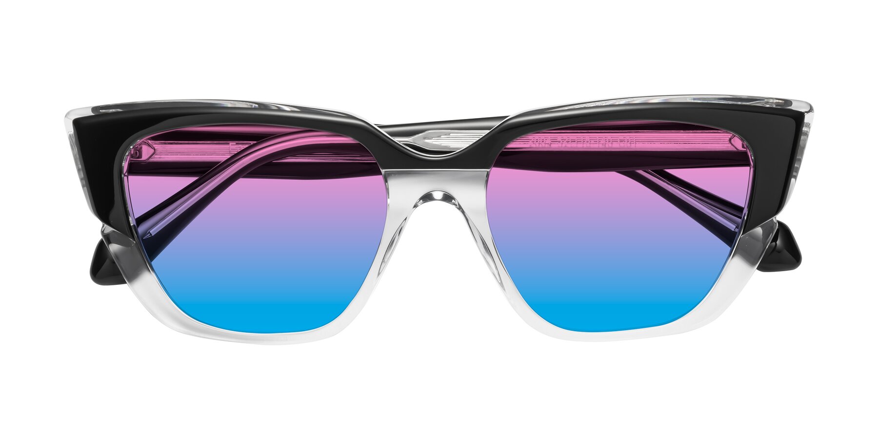 Folded Front of Eagle in Black-Clear with Pink / Blue Gradient Lenses