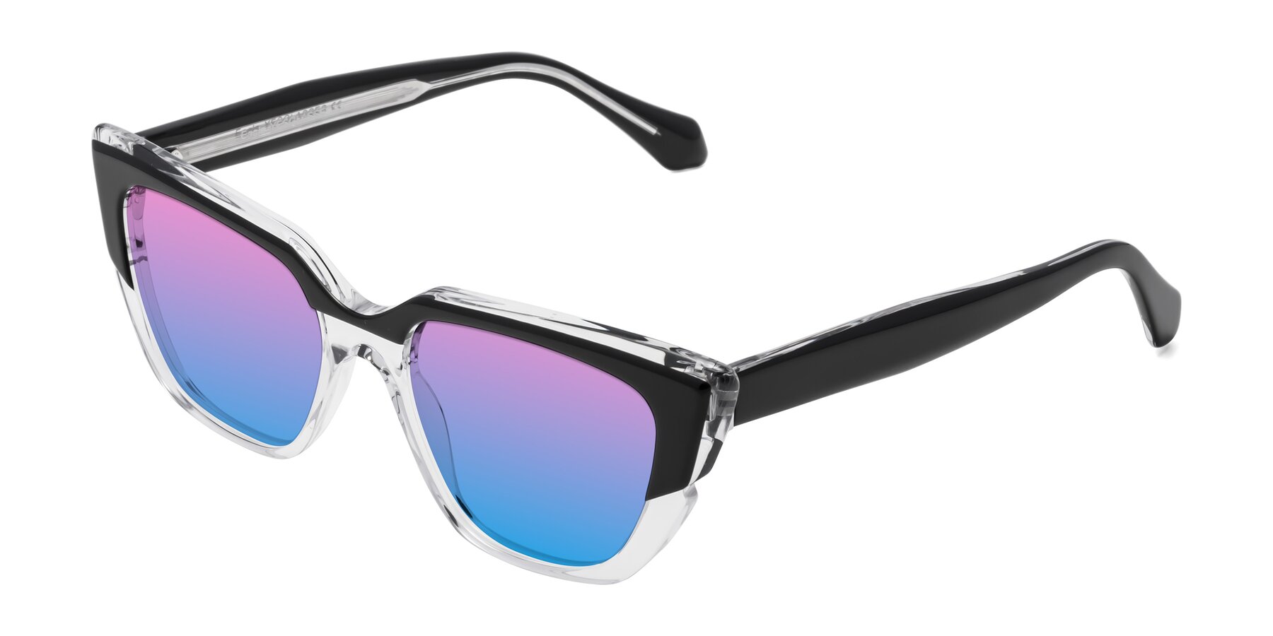 Angle of Eagle in Black-Clear with Pink / Blue Gradient Lenses