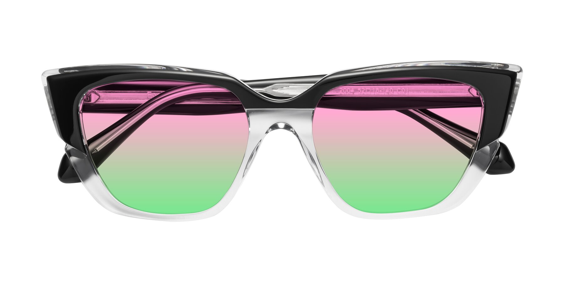 Folded Front of Eagle in Black-Clear with Pink / Green Gradient Lenses