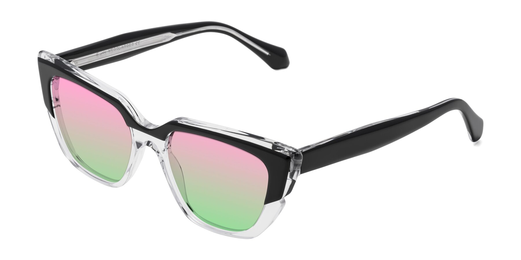 Angle of Eagle in Black-Clear with Pink / Green Gradient Lenses