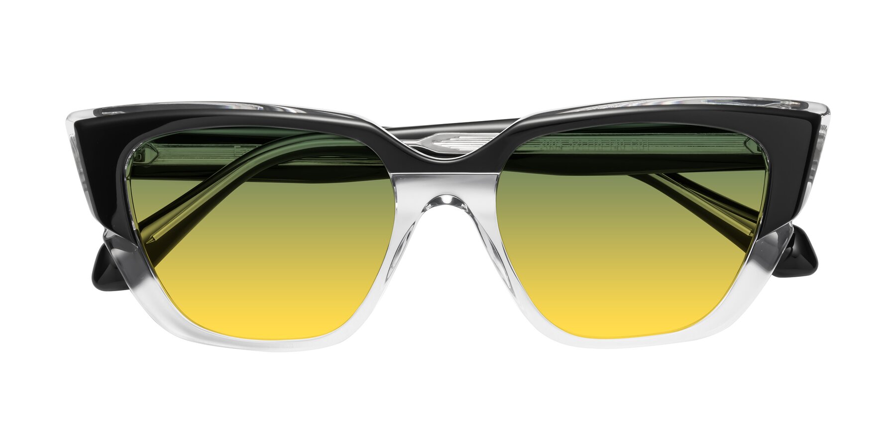 Folded Front of Eagle in Black-Clear with Green / Yellow Gradient Lenses