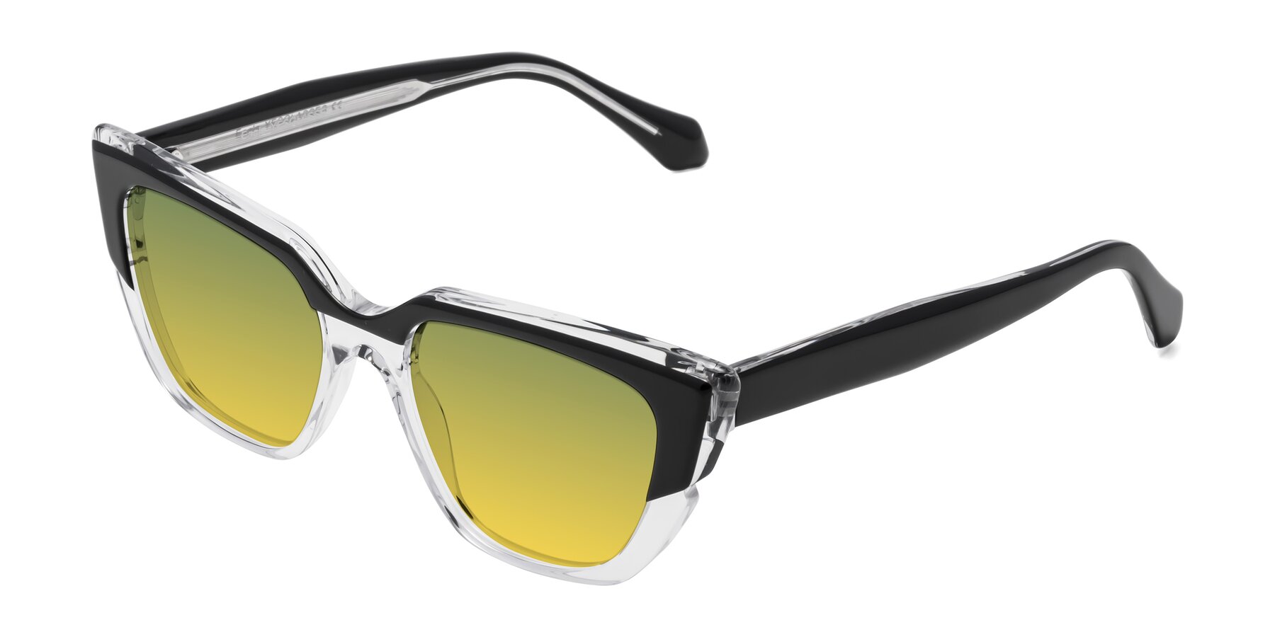 Angle of Eagle in Black-Clear with Green / Yellow Gradient Lenses