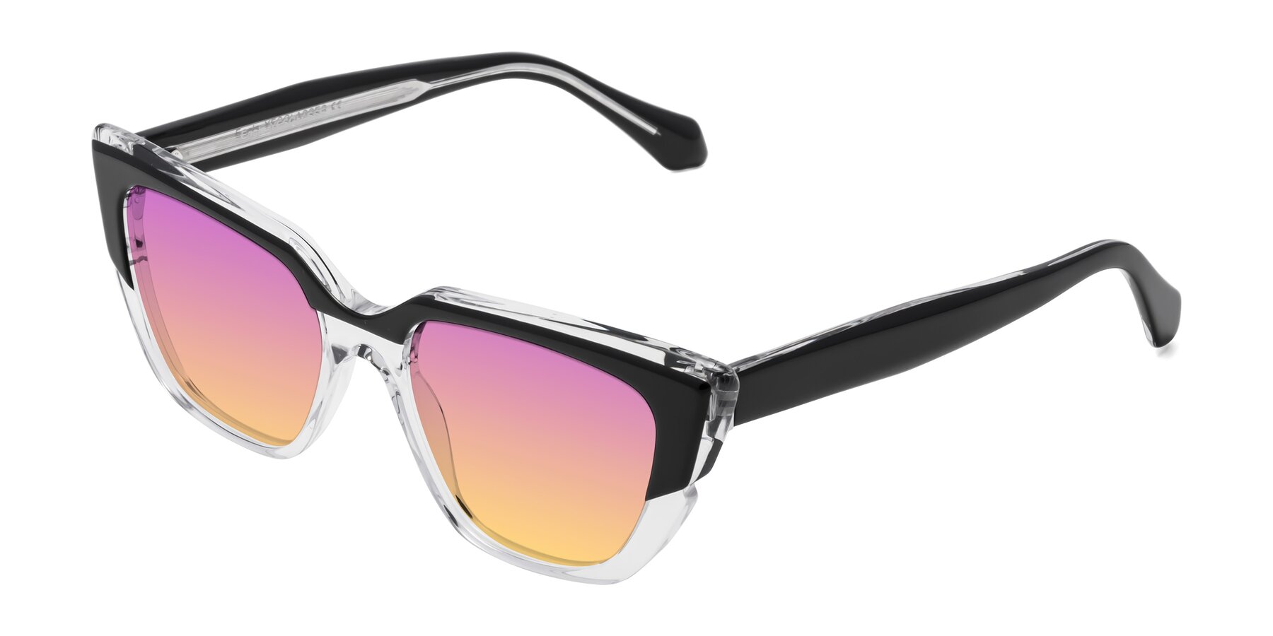Angle of Eagle in Black-Clear with Purple / Yellow Gradient Lenses