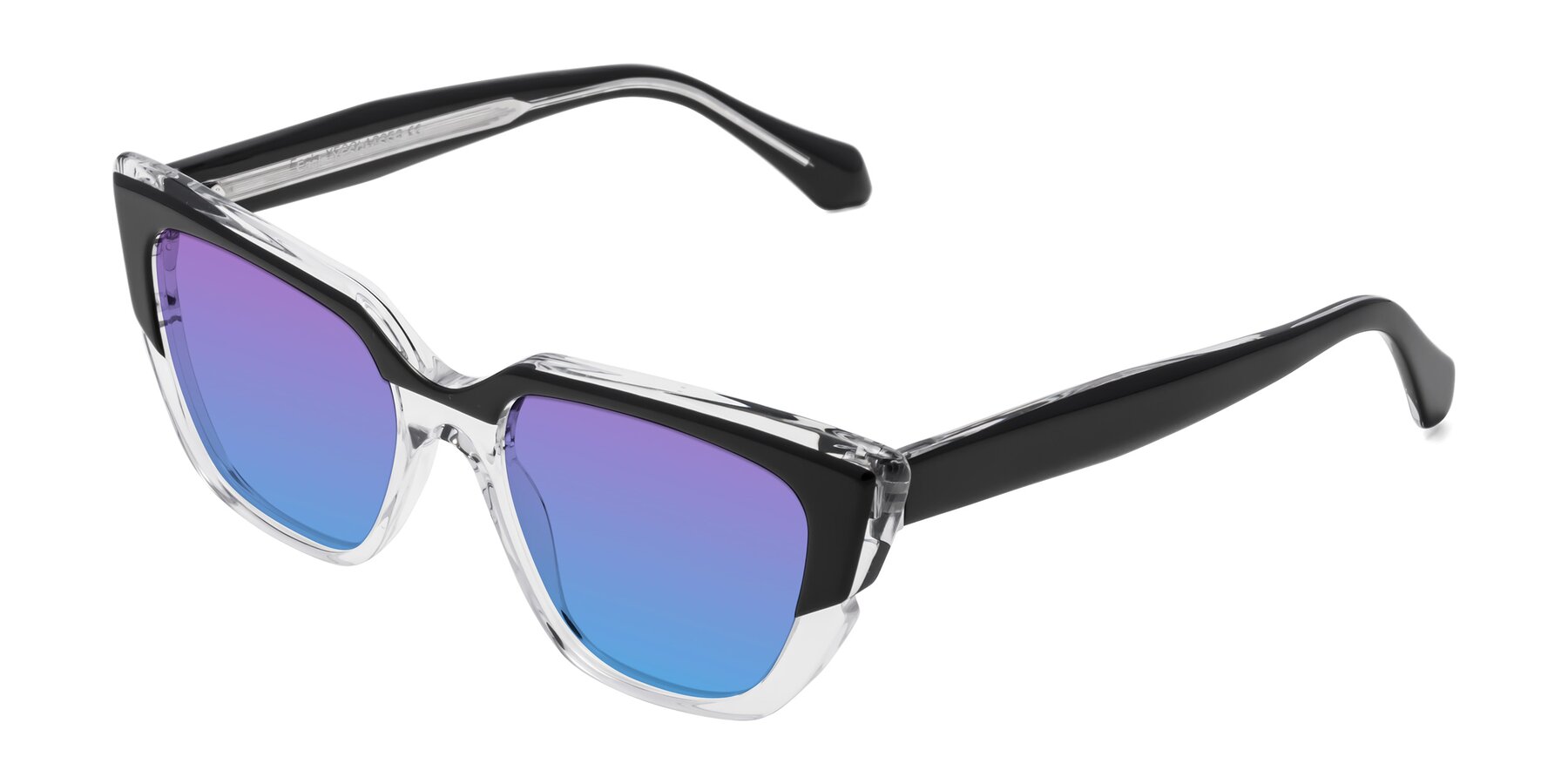 Angle of Eagle in Black-Clear with Purple / Blue Gradient Lenses