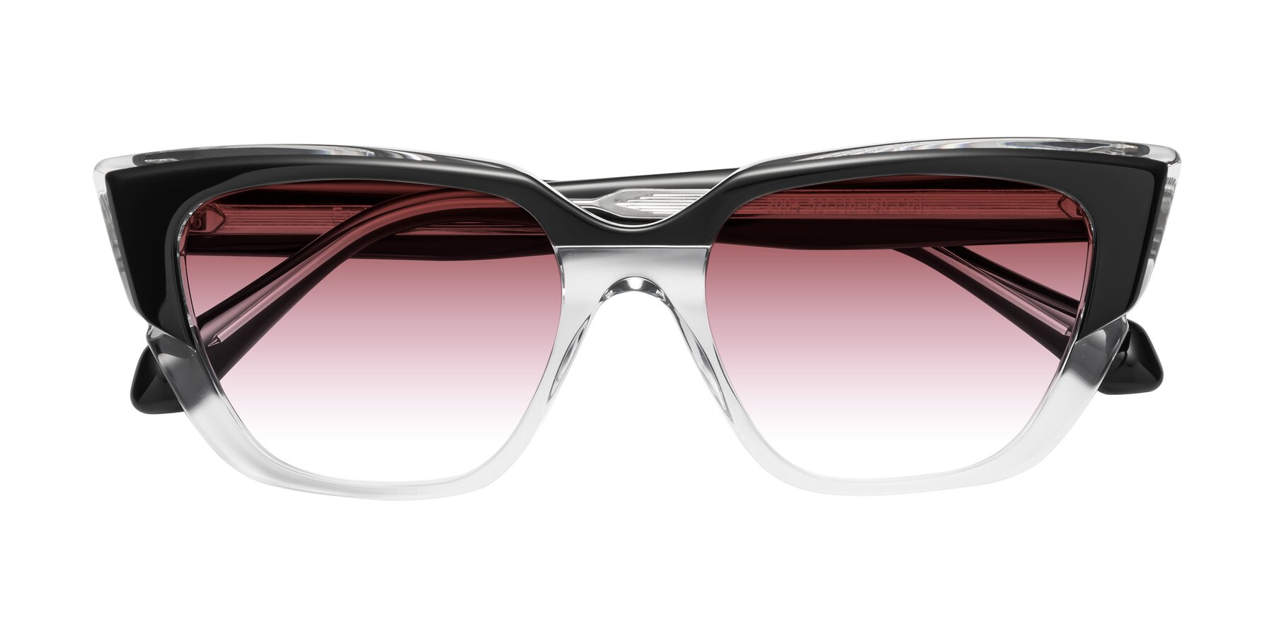 Folded Front of Eagle in Black-Clear with Garnet Gradient Lenses