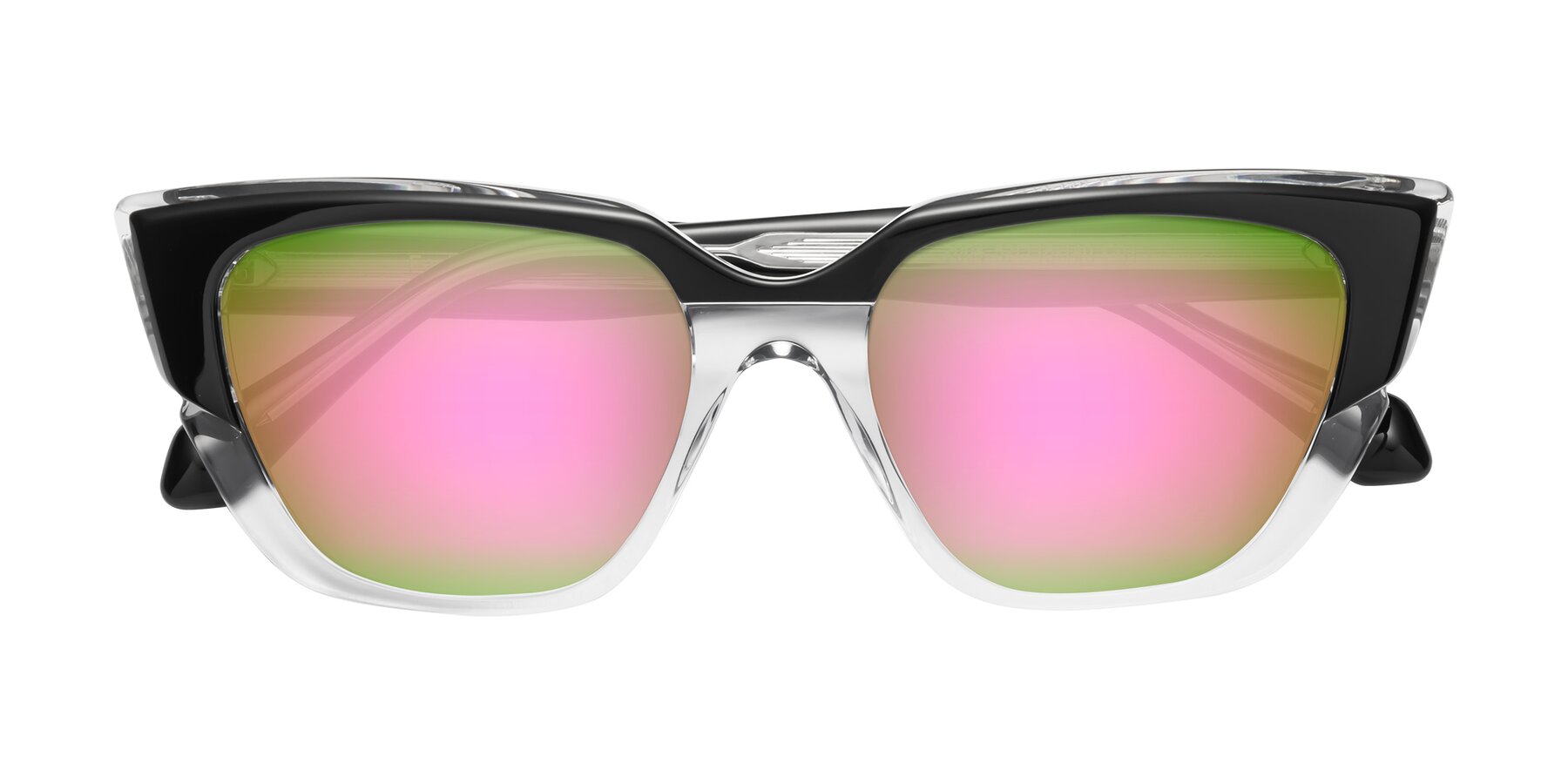 Folded Front of Eagle in Black-Clear with Pink Mirrored Lenses
