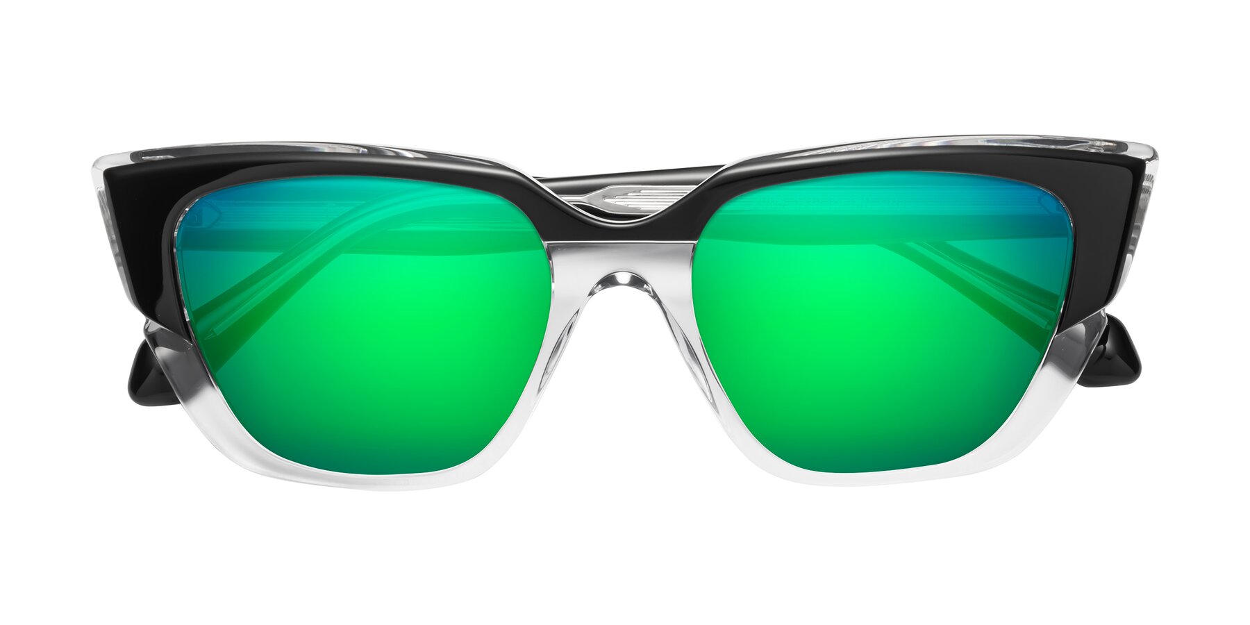 Folded Front of Eagle in Black-Clear with Green Mirrored Lenses