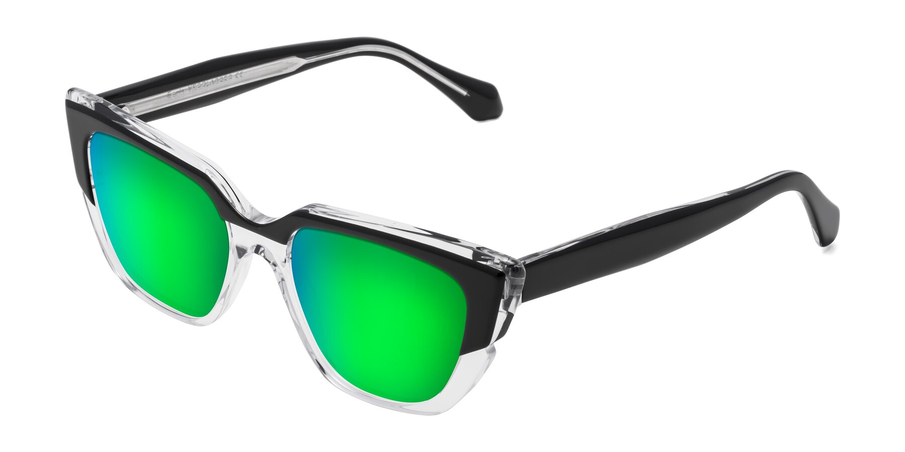 Angle of Eagle in Black-Clear with Green Mirrored Lenses