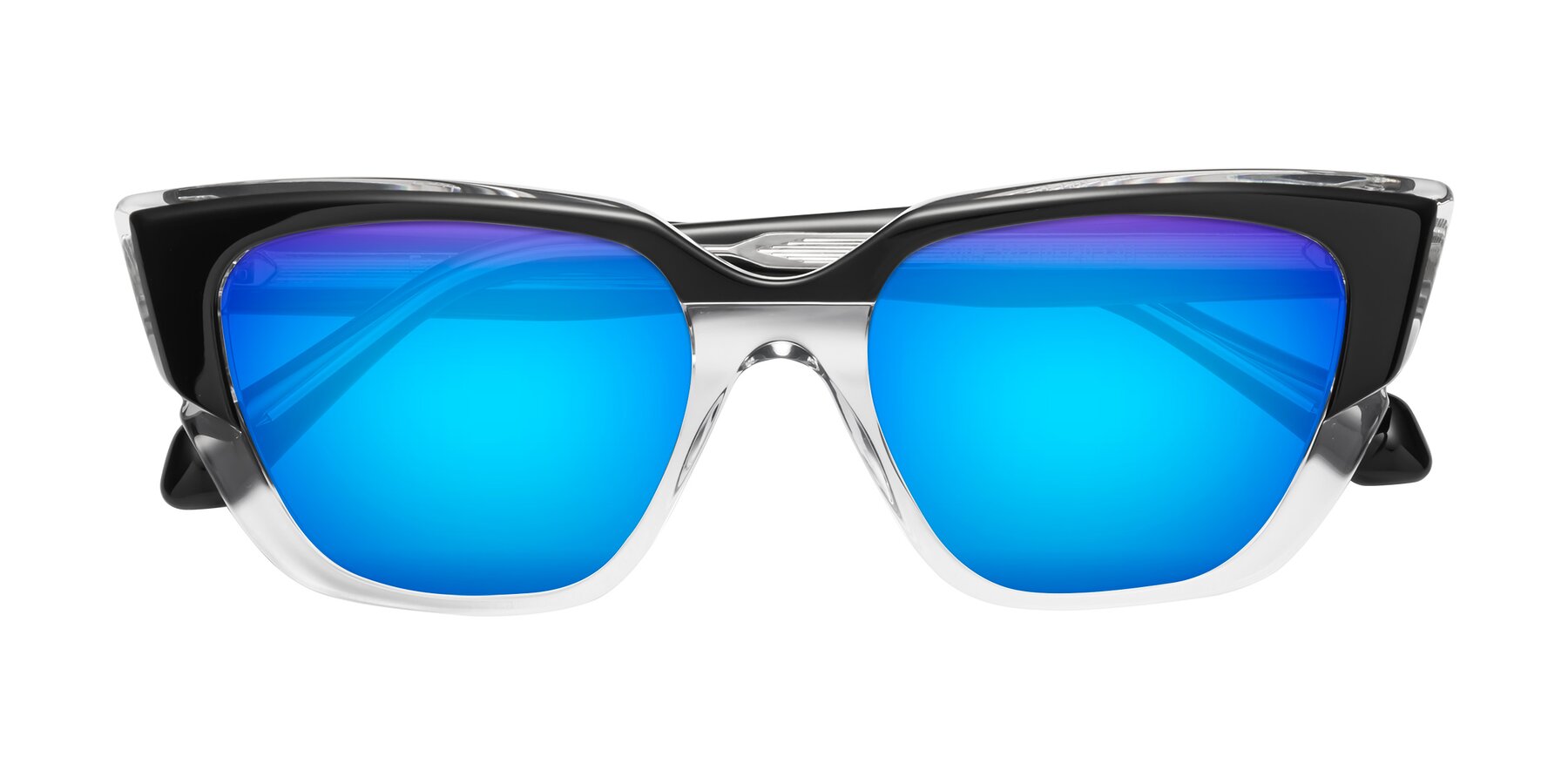 Folded Front of Eagle in Black-Clear with Blue Mirrored Lenses