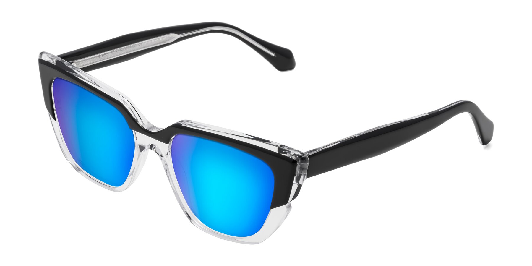 Angle of Eagle in Black-Clear with Blue Mirrored Lenses