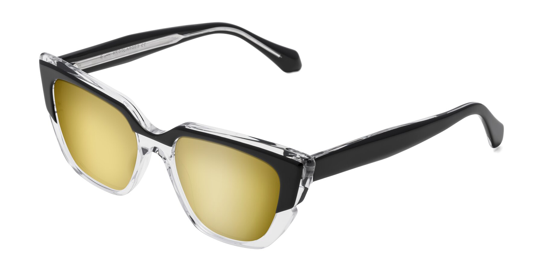 Angle of Eagle in Black-Clear with Gold Mirrored Lenses