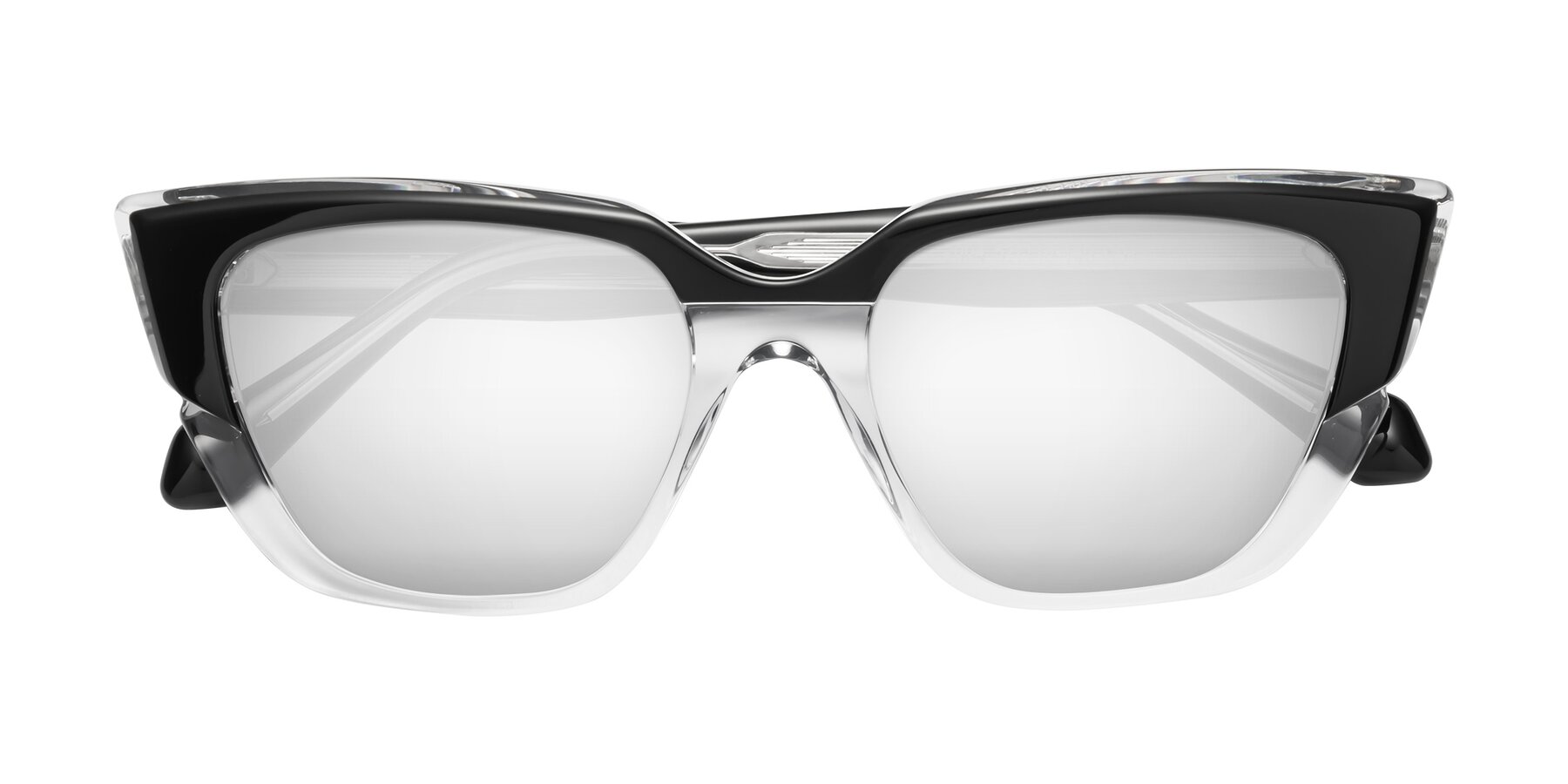 Folded Front of Eagle in Black-Clear with Silver Mirrored Lenses