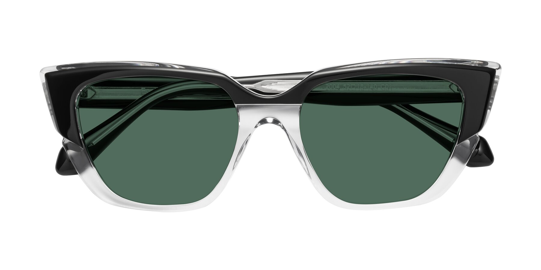 Folded Front of Eagle in Black-Clear with Green Polarized Lenses