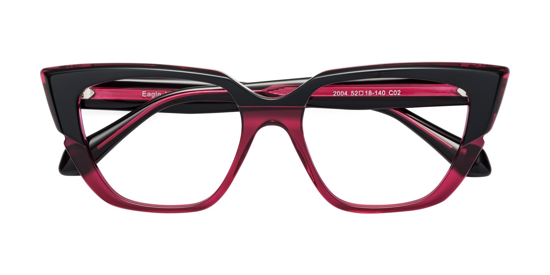 Folded Front of Eagle in Black-Wine with Clear Reading Eyeglass Lenses