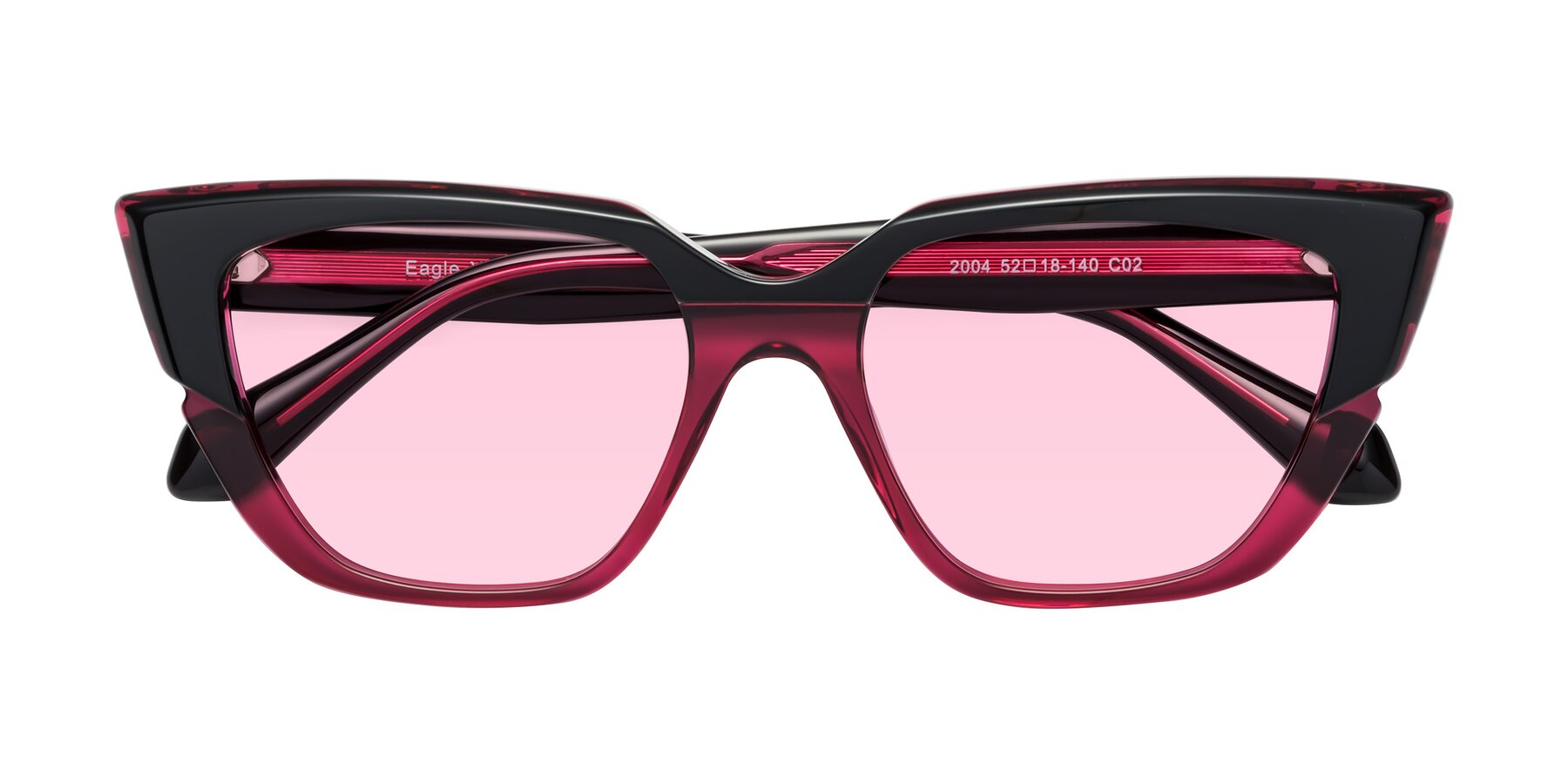Folded Front of Eagle in Black-Wine with Light Pink Tinted Lenses