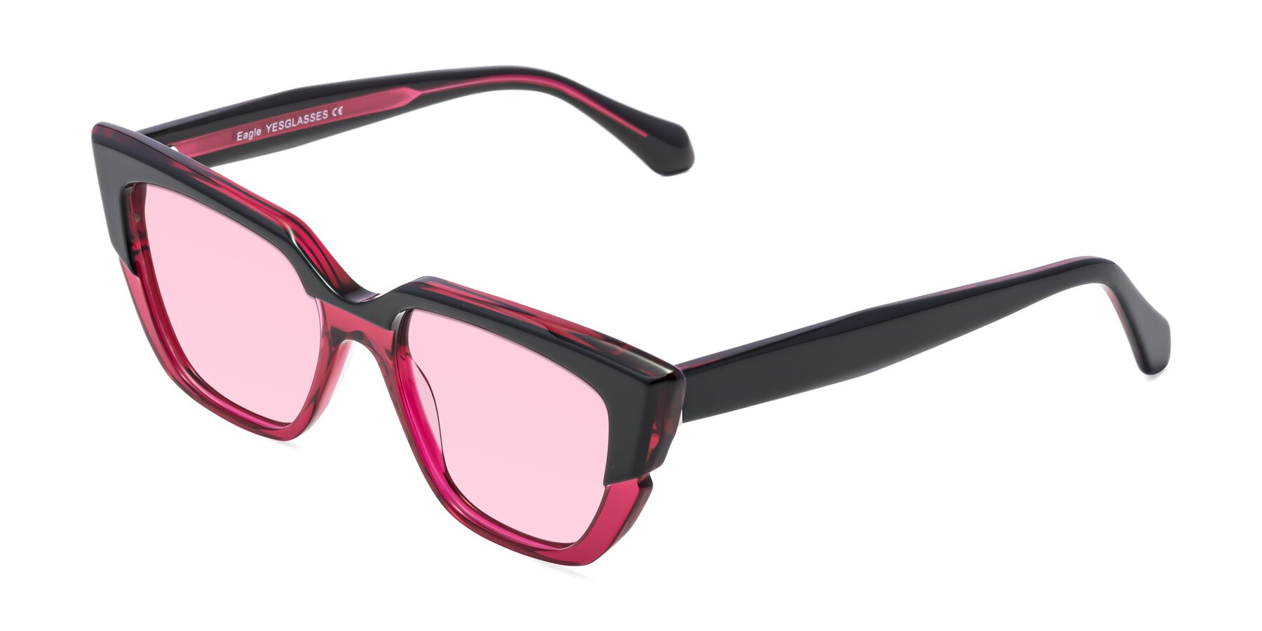Angle of Eagle in Black-Wine with Light Pink Tinted Lenses