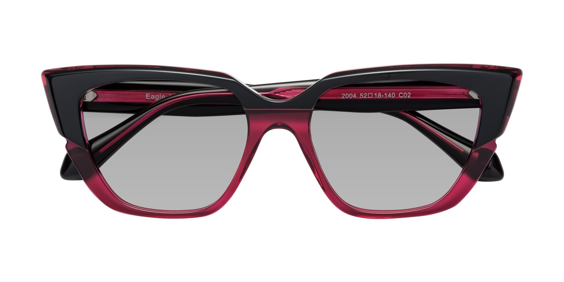 Folded Front of Eagle in Black-Wine with Light Gray Tinted Lenses