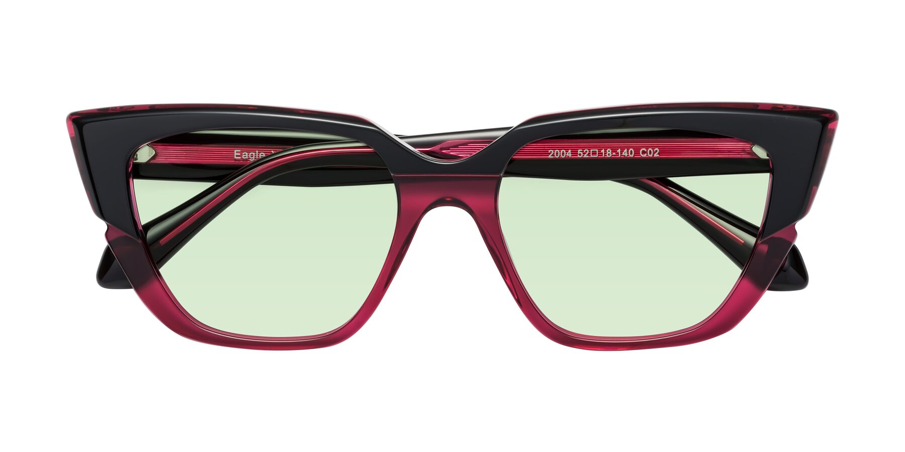 Folded Front of Eagle in Black-Wine with Light Green Tinted Lenses