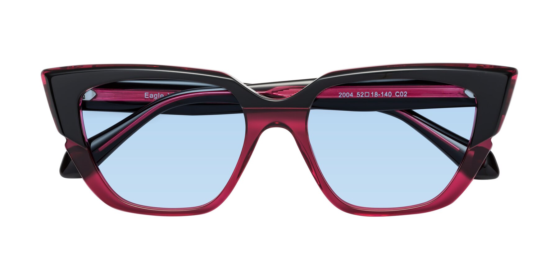 Folded Front of Eagle in Black-Wine with Light Blue Tinted Lenses