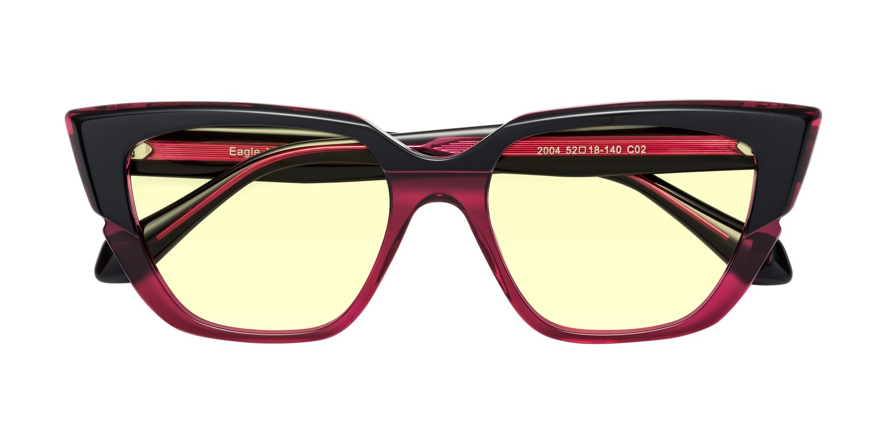 Folded Front of Eagle in Black-Wine with Light Yellow Tinted Lenses