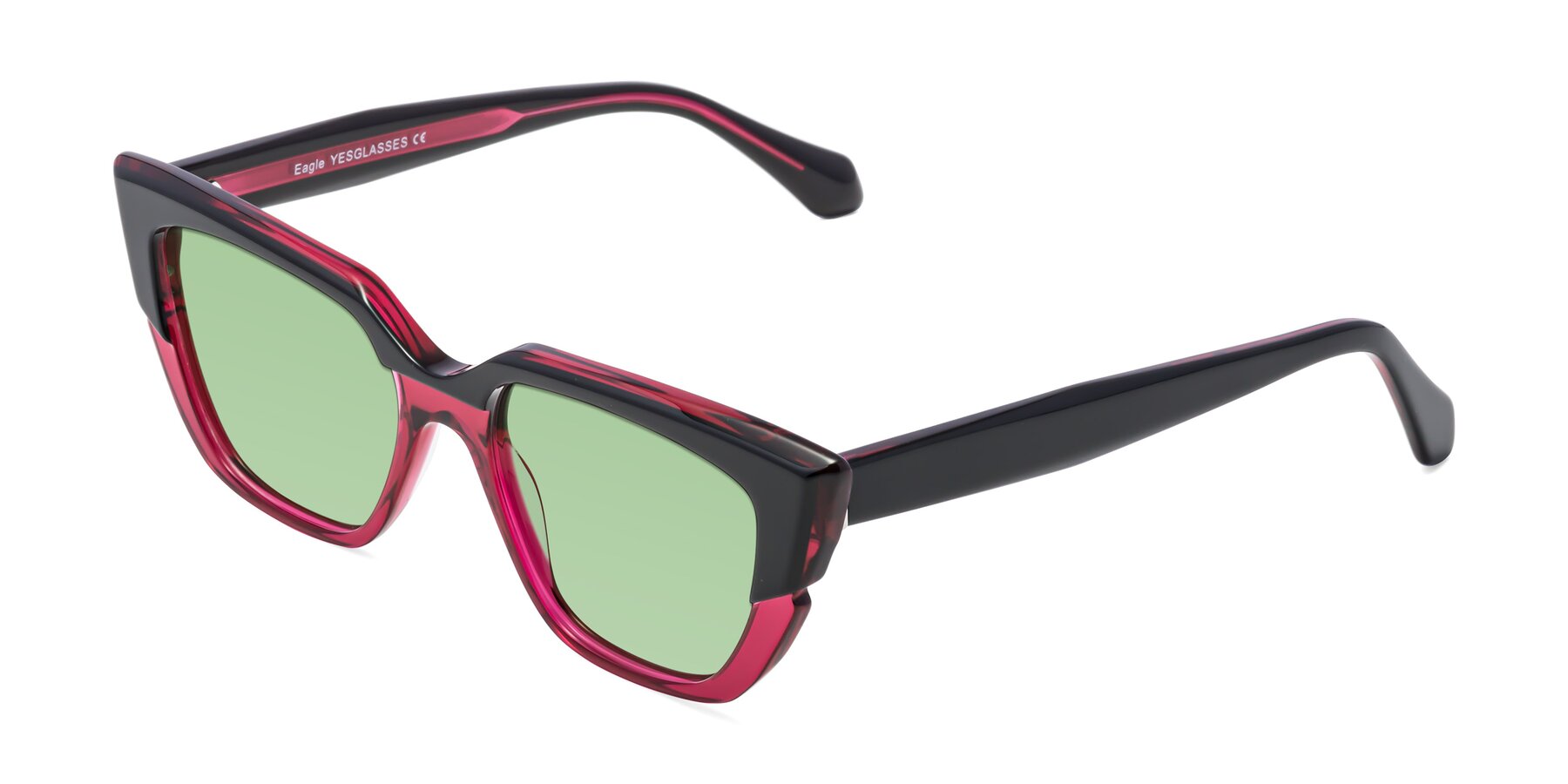 Angle of Eagle in Black-Wine with Medium Green Tinted Lenses