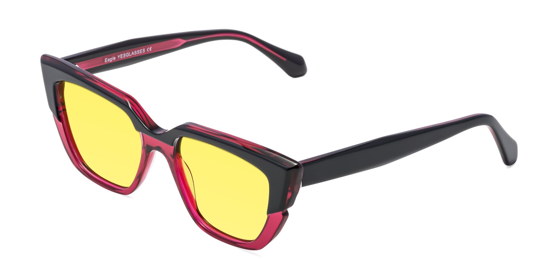 Angle of Eagle in Black-Wine with Medium Yellow Tinted Lenses