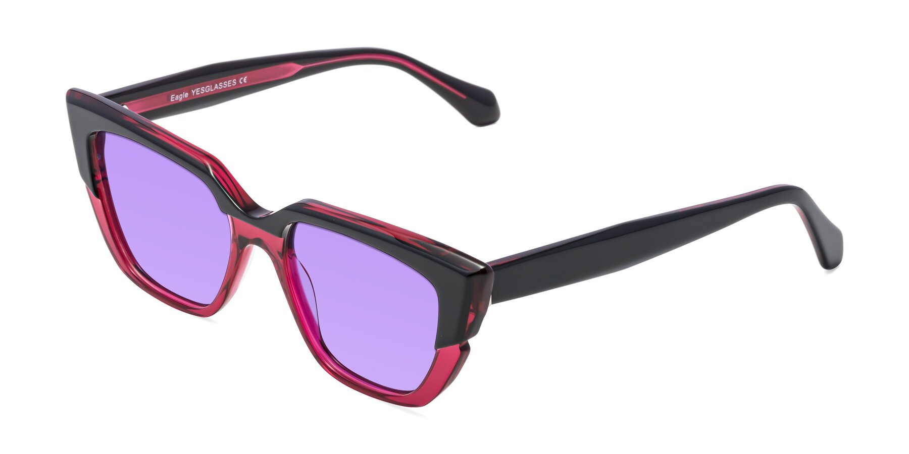 Angle of Eagle in Black-Wine with Medium Purple Tinted Lenses