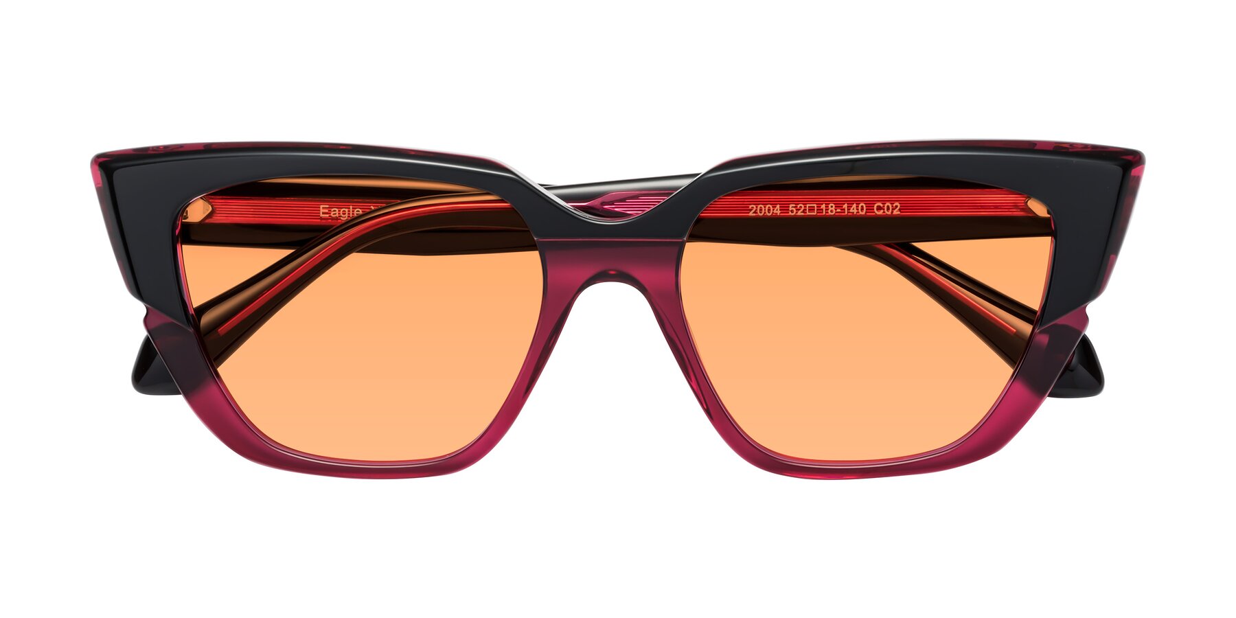Folded Front of Eagle in Black-Wine with Medium Orange Tinted Lenses